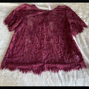 Lace crop top with button down back